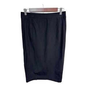 Mario Serrani Italy Black Stretch Rayon Office Career Straight Midi Skirt Size 6